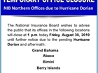 Temporary Closure of Berry Islands office Due to Pending Hurricane Dorian