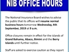 Public Notice NIB Office Hours