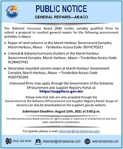 REQUEST FOR TENDER - GENERAL REPAIRS ABACO