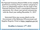 Public Notice: The National Insurance Board (NIB) invites suitably qualified accounting firms