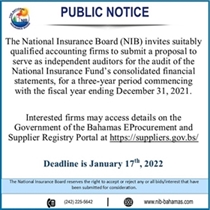 Public Notice: The National Insurance Board (NIB) invites suitably qualified accounting firms