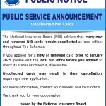 Public Notice: Public Service Announcement – Uncollected NIB Cards